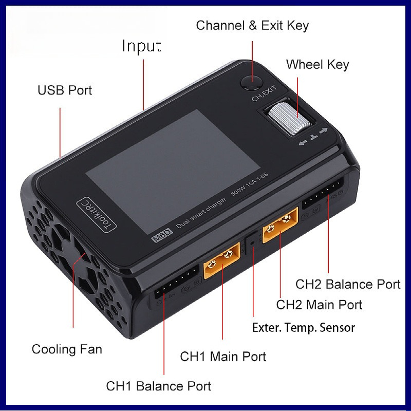 Balance Charger Rc - M6D Dual-Channel-Balancer-Ladegerät 500W 15A DC Smart